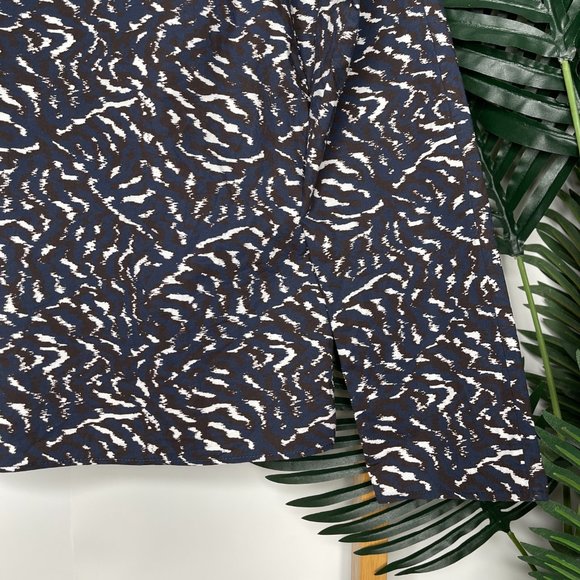 SOLD COS Blue Maroon Print Top Blouse Size 34 6 Cotton Frill Ruffle Long Sleeve - Picture 5 of 9